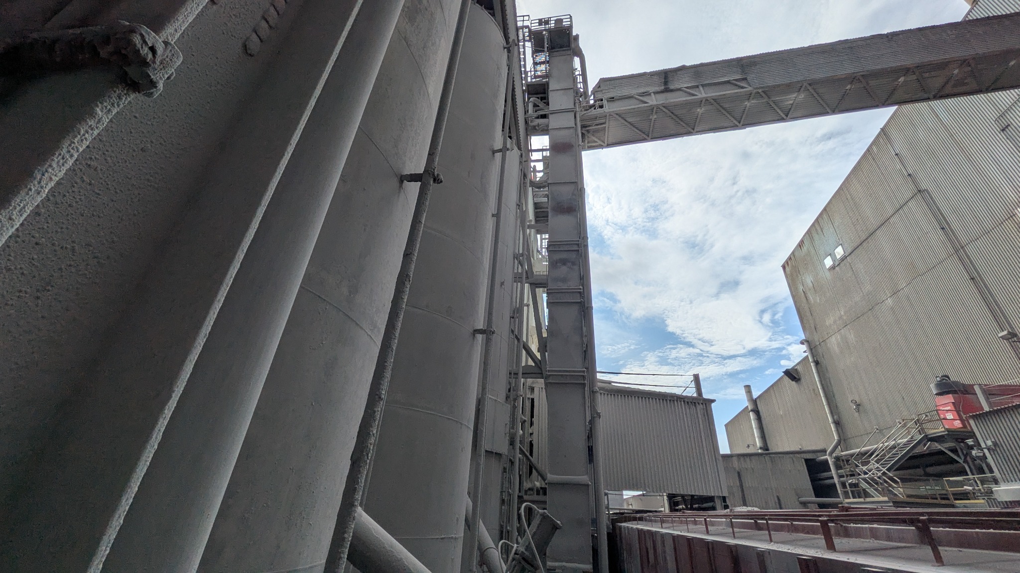 Industrial conveyor and support tower field view